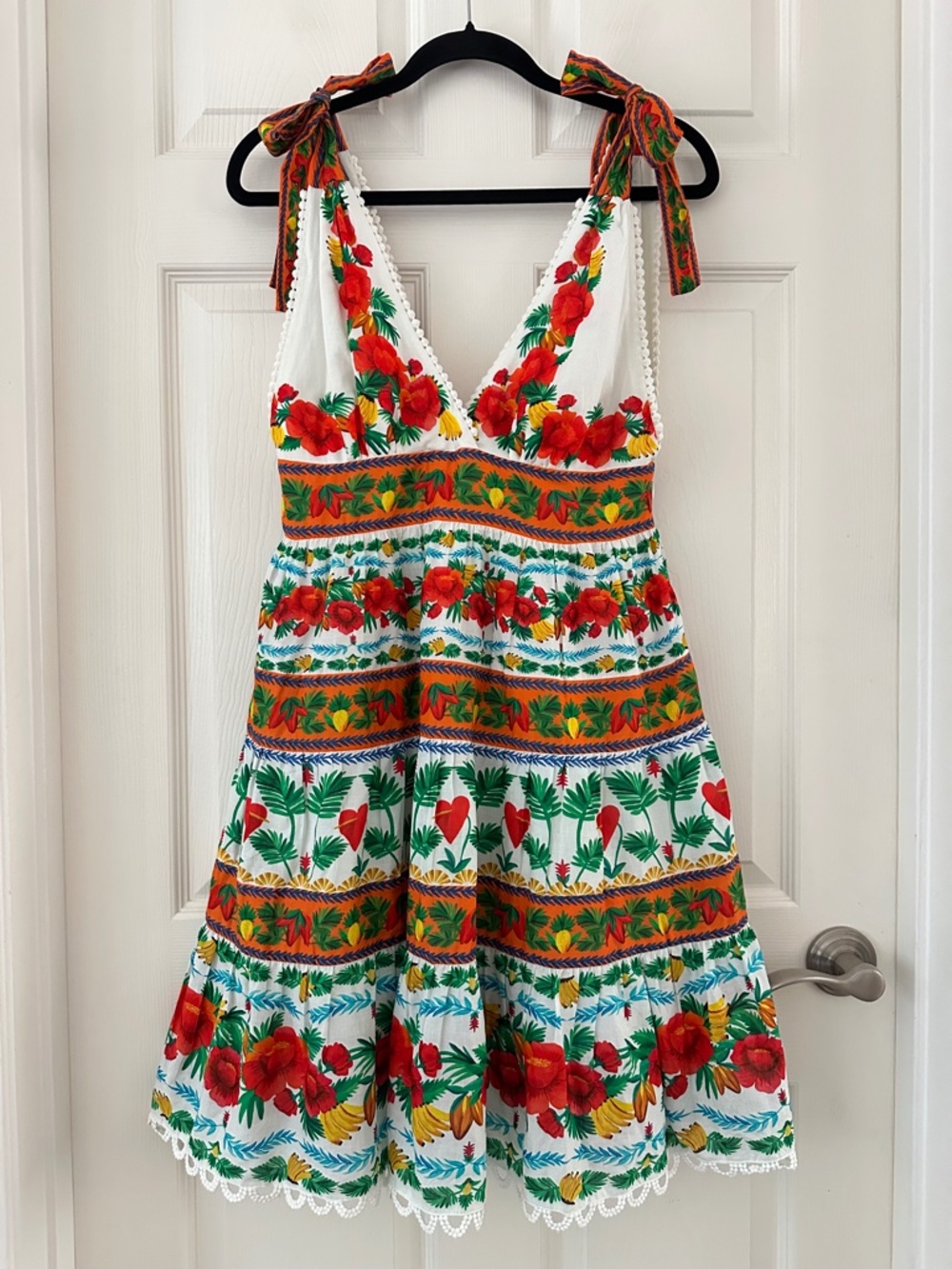 Farm Rio x Anthropologie V-neck Tiered Mini Dress Women's Size Small - Picture 5 of 16